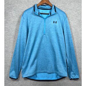 Under Armour Mens Shirt L Blue Long‎ Sleeve 1/4 Zip Pullover Loose Fit